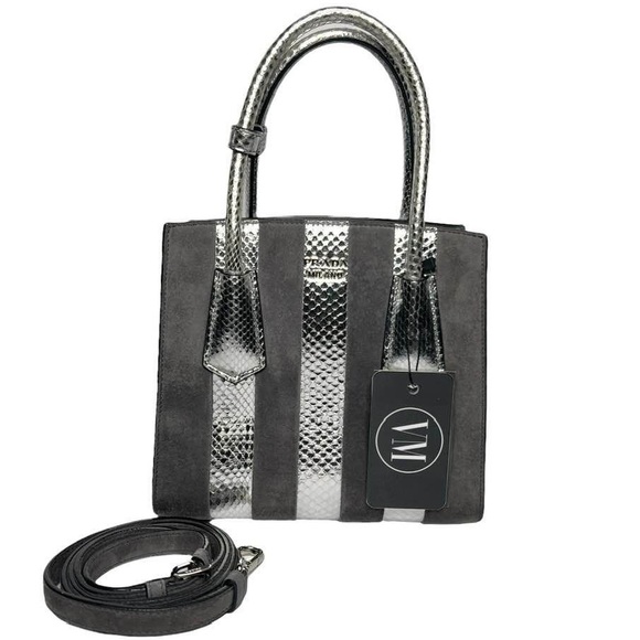 Prada Handbags - PRADA • SUEDE & SNAKESKIN DOUBLE HANDLE TOTE